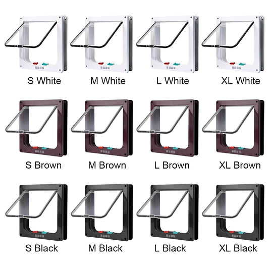 Puppy Kitten Safety In&out Pet Door with 4 Way Security Lock ABS Plastic Small Pet Gate Dog Cat Kitten Flap Door Safety Pet Door