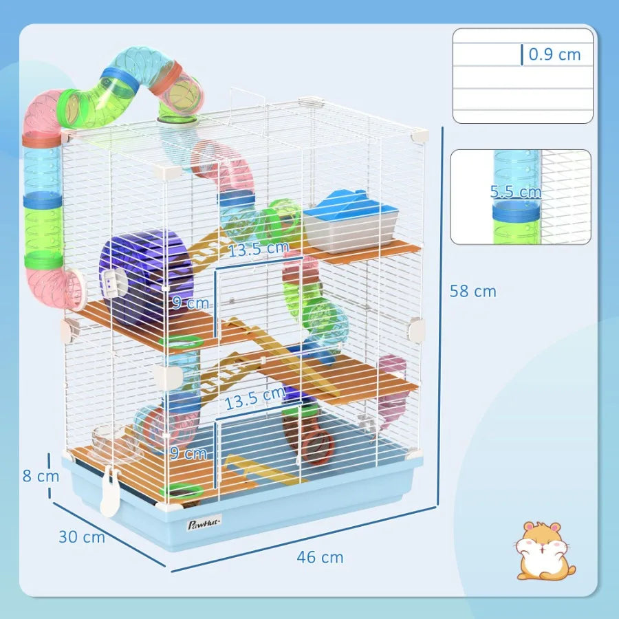 Hamster Cage with Tubes and Tunnels Small Animal Cage with Water Bottle