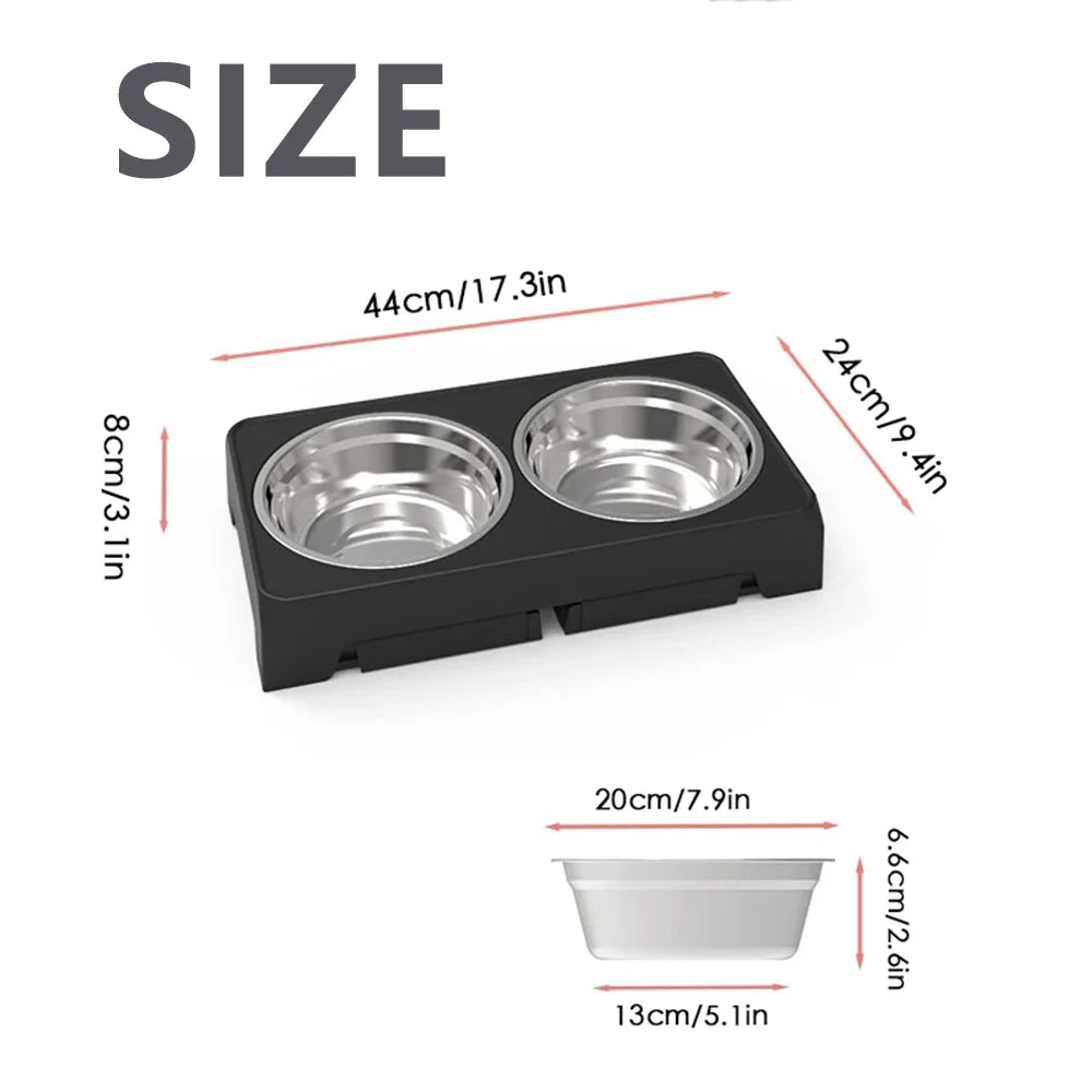 Raised Stand Stainless Steel Food Water Bowls for Small Medium Large Dog Cat