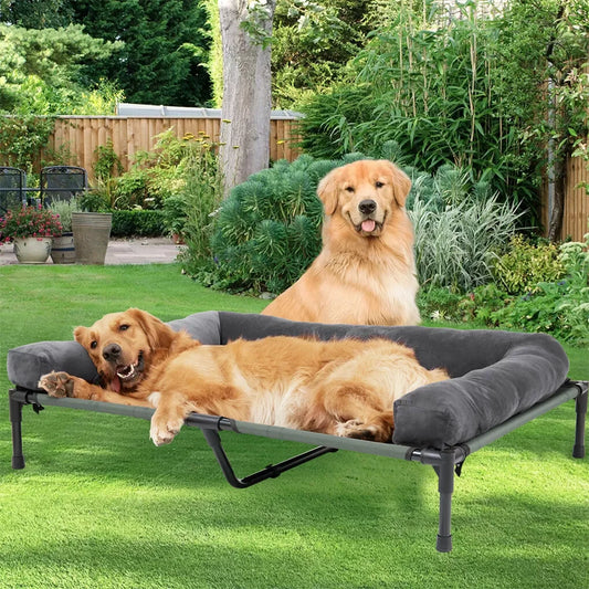 Outdoor Elevated Dog Bed Cooling Raised Pet Lounger Bed Mesh Cot