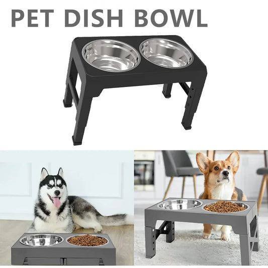 Raised Stand Stainless Steel Food Water Bowls for Small Medium Large Dog Cat
