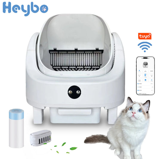 Large Capacity Self Cleaning Cat Litter Box Safety App Control Odor Free Waste Bin Auto Open