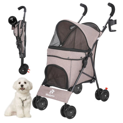 Pet Stroller Rotate with Brakes Storage for Dogs Cats Travel