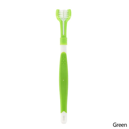 Three-Head Multi-angle Cleaning Dog Cat Brush Bad Breath Teeth Care Tool