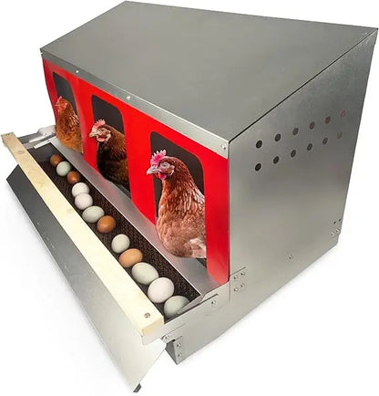 Hen's Choice™ - Roll Out Nest Box for Chickens 3 Compartment 36" | Heavy Duty Galvanized