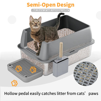 Enclosed Stainless Steel Cat Litter Box with Lid Extra Large for Big Cats High Wall Sides
