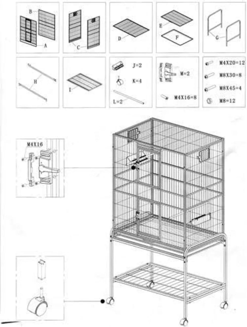 Large Spacious Durable Metal Cage - for Sugar Gliders, Chinchillas, Squirrels, Ferrets & Other Small Pets
