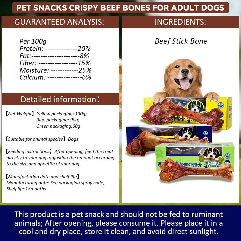 Pet Dog Snacks Crispy Beef Stick Bone Large Size Grinding Teeth Snacks Flavorful Bone