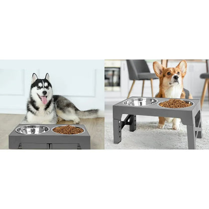 Raised Stand Stainless Steel Food Water Bowls for Small Medium Large Dog Cat