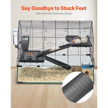 E OR Hamster Cage, 360°  iewing Transparent Hamster Habitats, Small Animal Cage, 29.5 x 17.3 x 24 in,  entilated Pet Mouse Cages