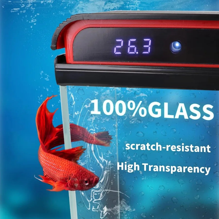 Large Smart Aquarium with Self Cleaning Pump 3 Color LED Lights Water Temperature Detection System