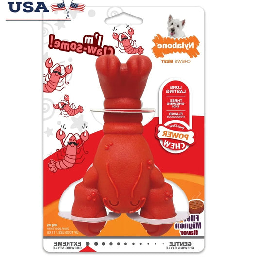 Power Chew Lobster Dog Toy Filet Mignon Flavor Unique Shape Durable Chewing Toy Red Helps Clean Teeth Reduces Plaque Tartar