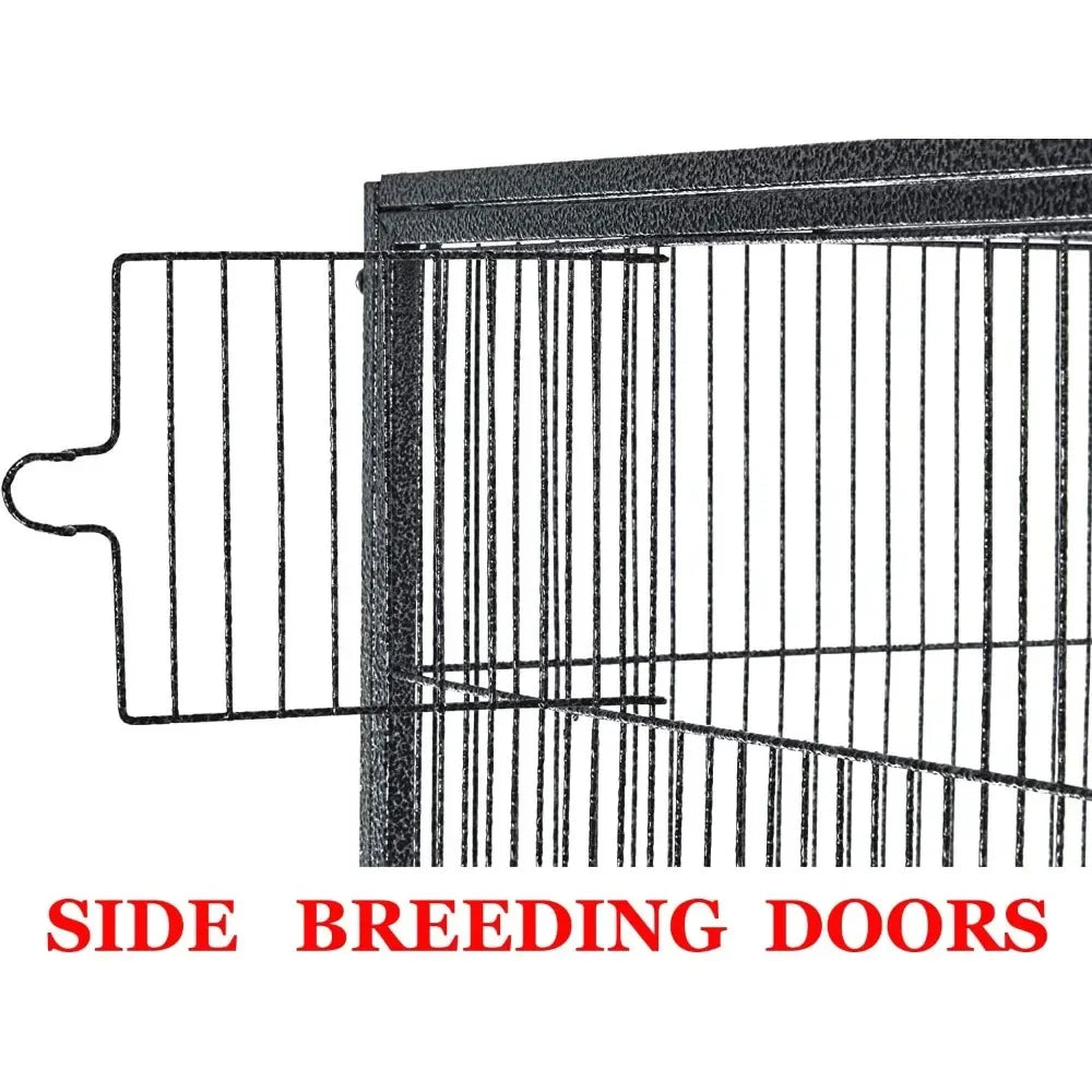 Large Wrought Iron Metal Bird Flight Breeder Cage with Removable Rolling Stand