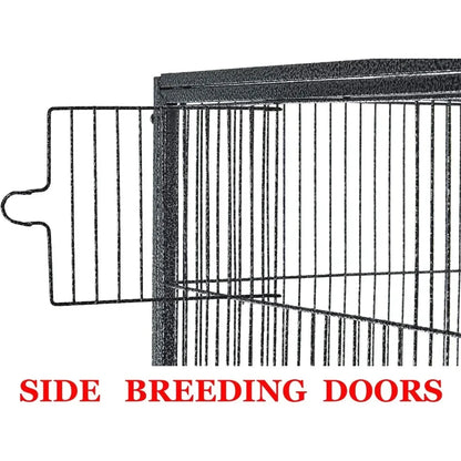 Large Wrought Iron Metal Bird Flight Breeder Cage with Removable Rolling Stand