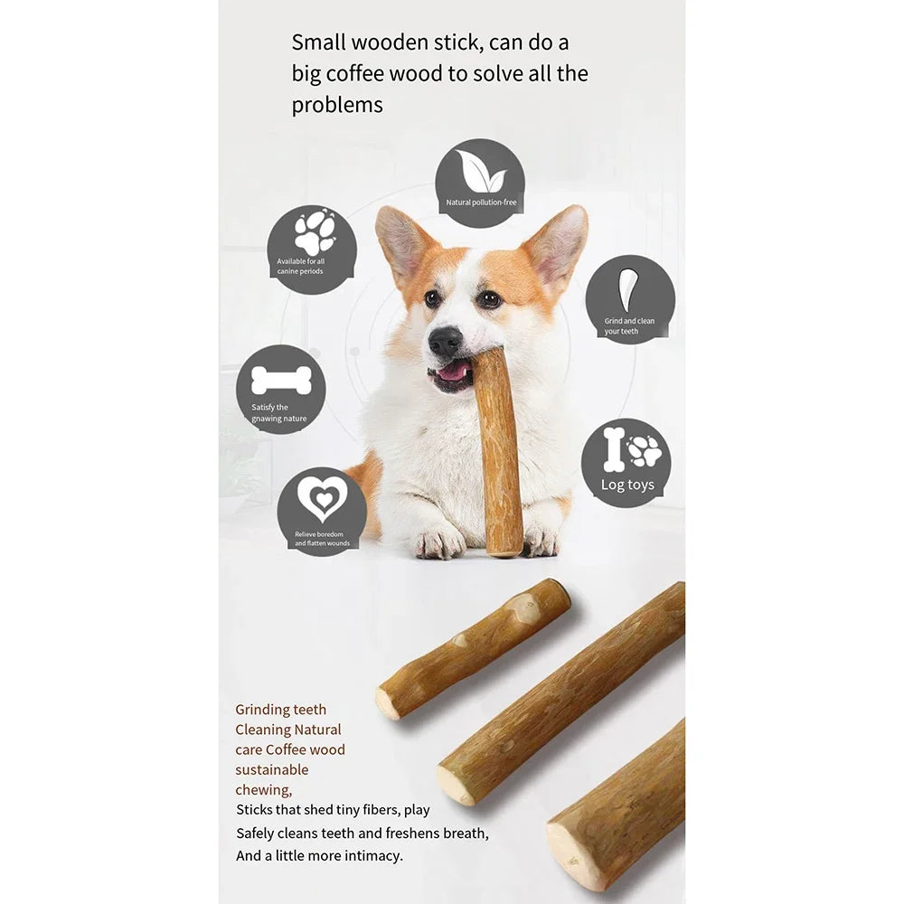Coffee Wooden Dog Chew Toy, Stick, for Tooth Pressure Relief
