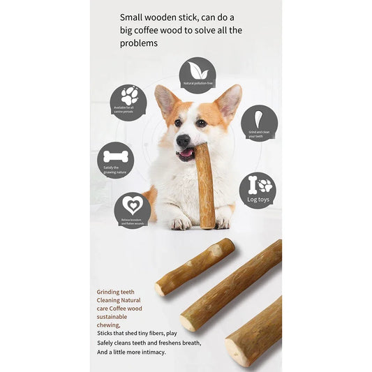 Coffee Wooden Dog Chew Toy, Stick, for Tooth Pressure Relief
