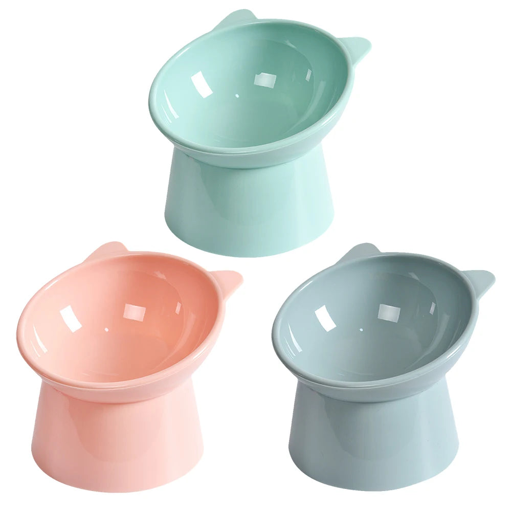 Tilted Ergonomic Raised Cat Food Bowl Anti Vomiting Slip for Flat- Faced Cats