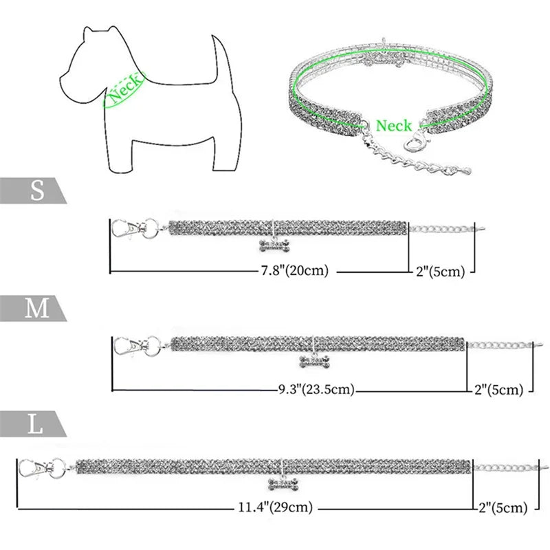 Bling Rhinestone Dog/Puppy Collars Leash For Small Medium Dogs