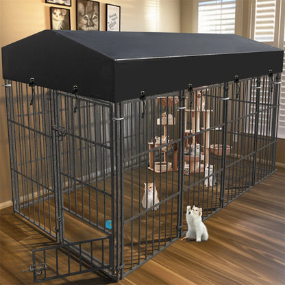 Heavy Duty Large Dog Kennel Welded Metal Cage with Roof Pet Run Enclosure Playpen House Outdoor Indoor