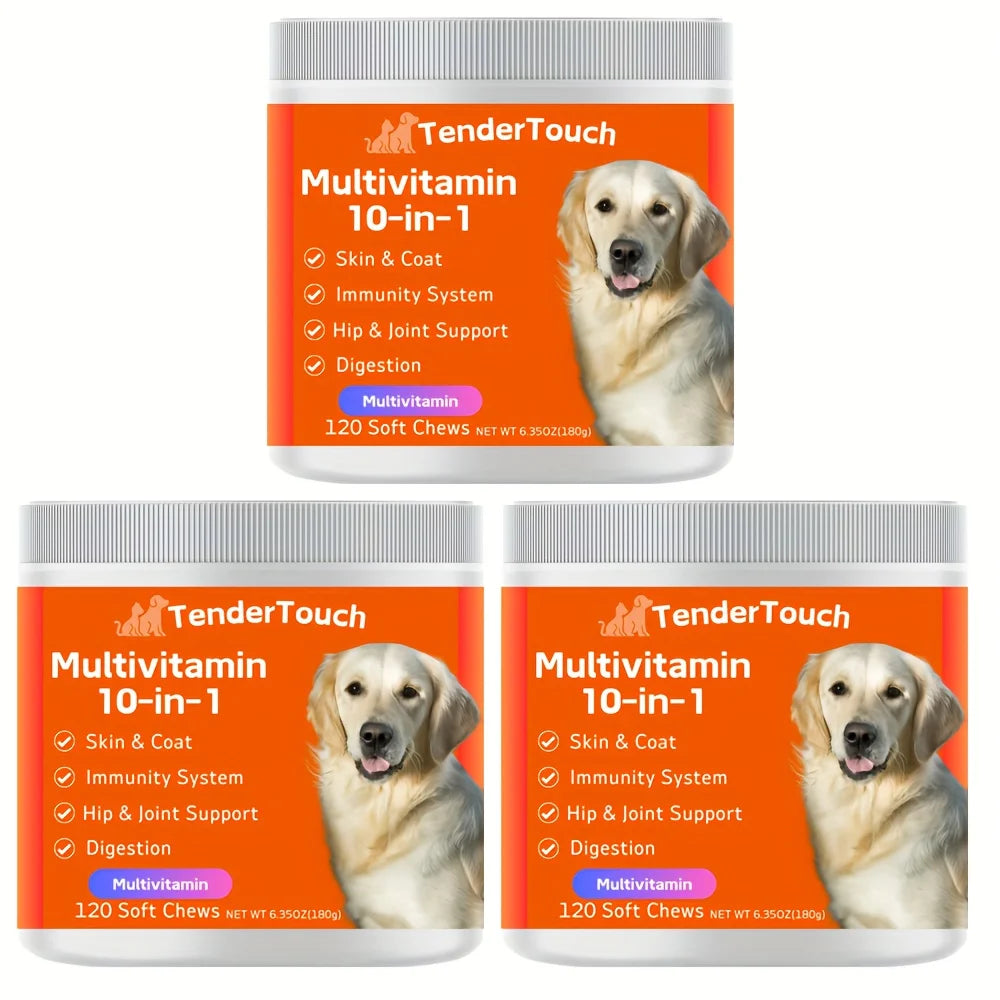 360 Chews - 3 Pack Tender Touch Multivitamin Supplement, Digestive Enzymes, Grain Free Dog