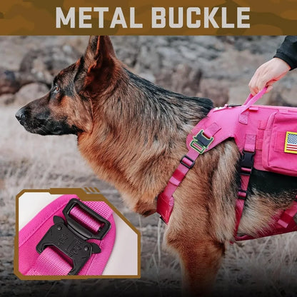 Pink Tactical Dog Harness with Bungee Leash Set