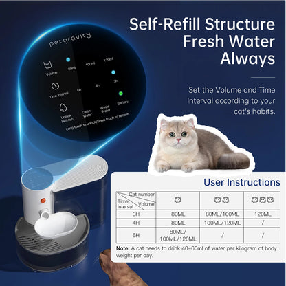 Smart Pet Water Dispenser Wireless Cat Water Fountain Dumping Dog Rechargeable Water Feeder