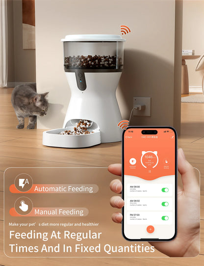 Automatic Cat Dry Food Dispenser, Dual Power Programmable