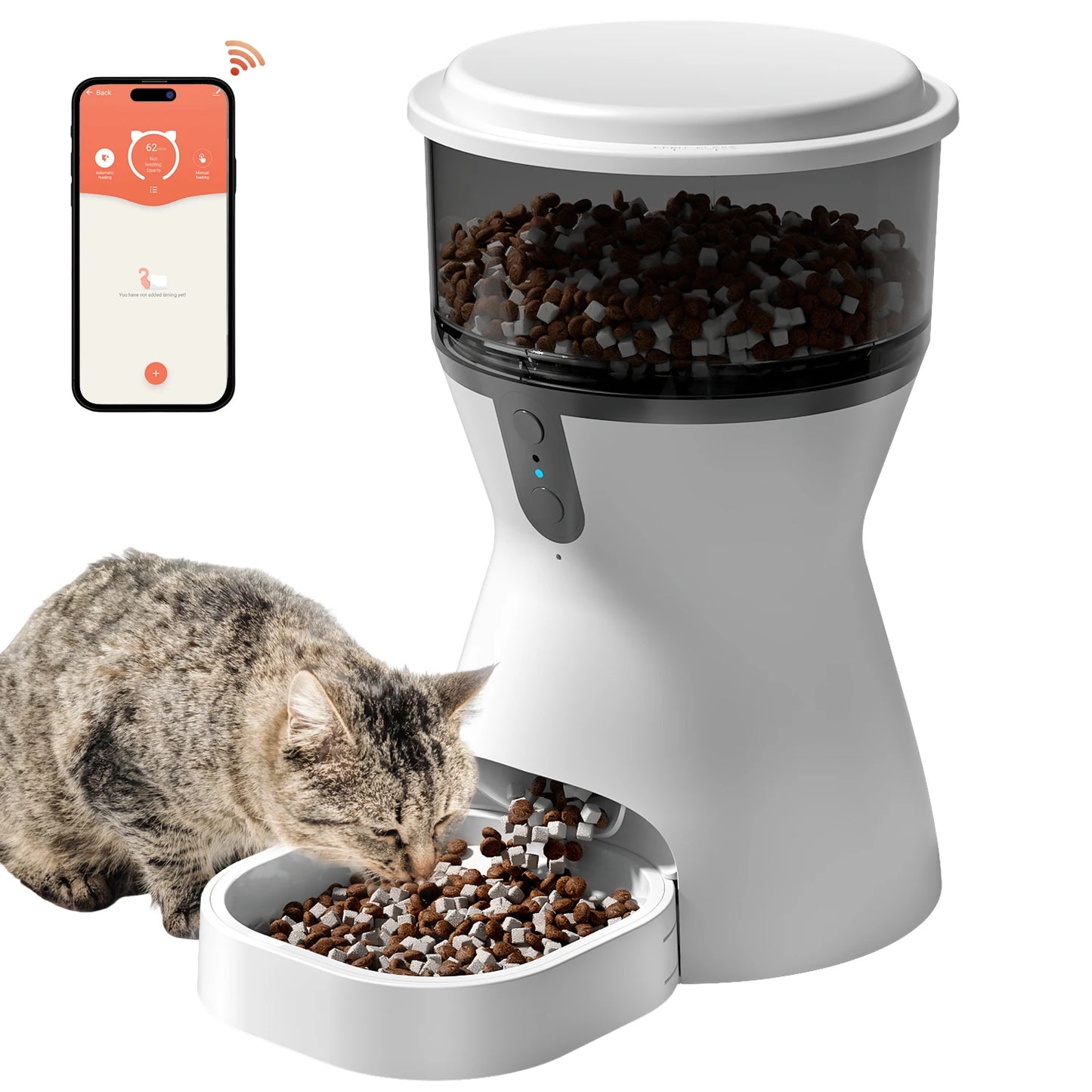 Automatic Cat Dry Food Dispenser, Dual Power Programmable