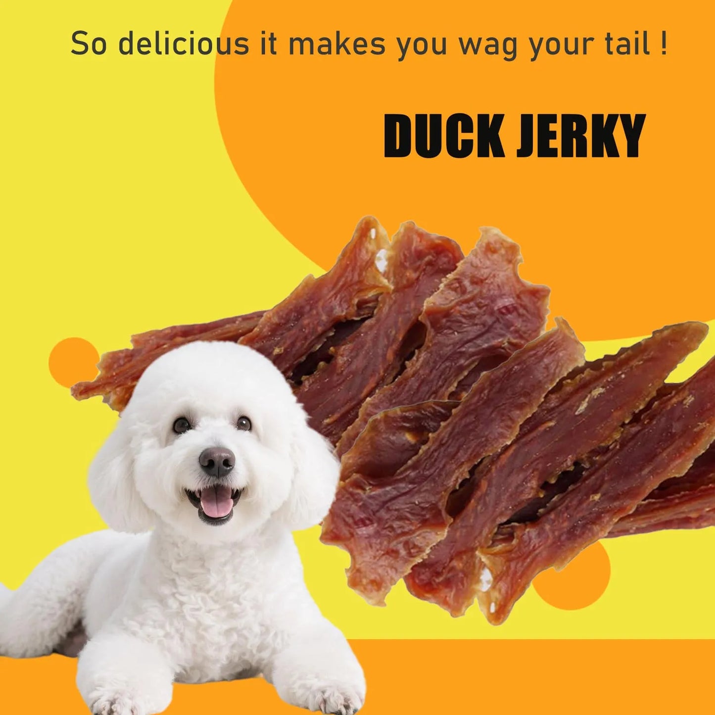 Dog Treats Duck Jerky Pet Snacks - Natural High Protein Meat Dried Strips - Best Chews for Training Small & Large Dogs