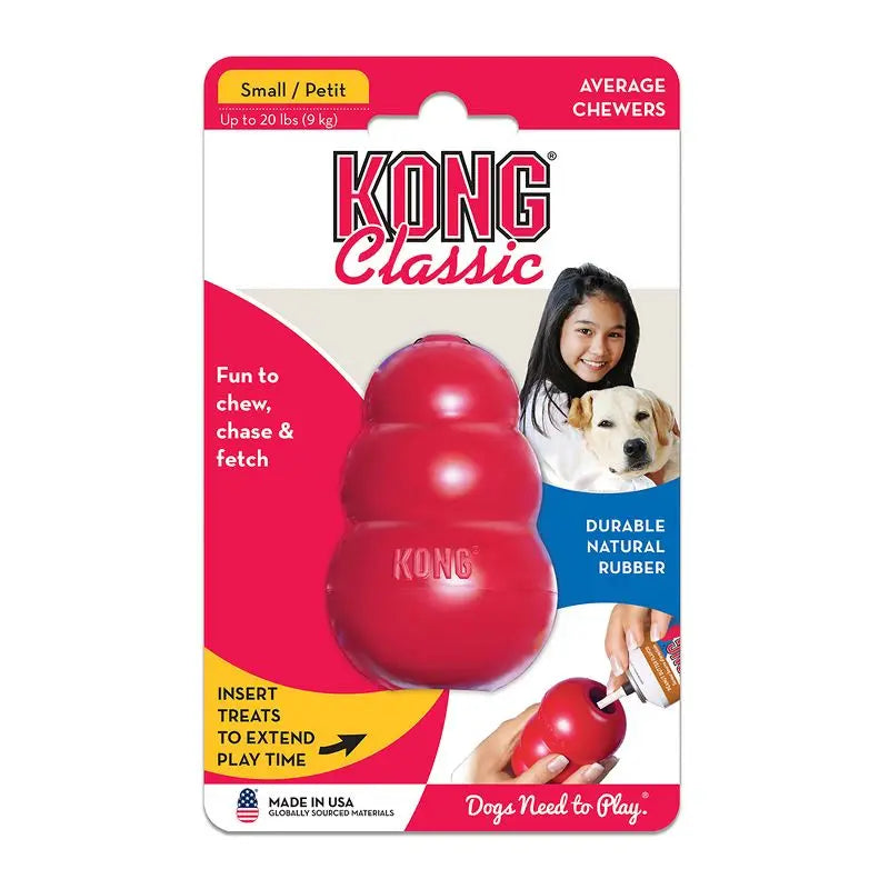 Classic Chew Dog Toy Red Refillable Rubber Durable Fetch Toy for Average Chewers Vet Recommended Mental Stimulation USA Made
