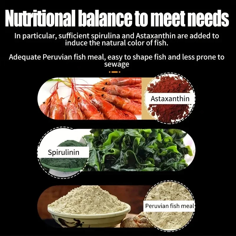 Goldfish Variety Pellets Grain Balanced Diet, Suitable For Koi, Goldfish, Parrotfish, Betta. Aquarium Fish,