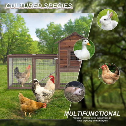 Chicken Coop for 5 Chickens Wooden Indoor Outdoor Hen Fence with Nesting Box & Removable Tray