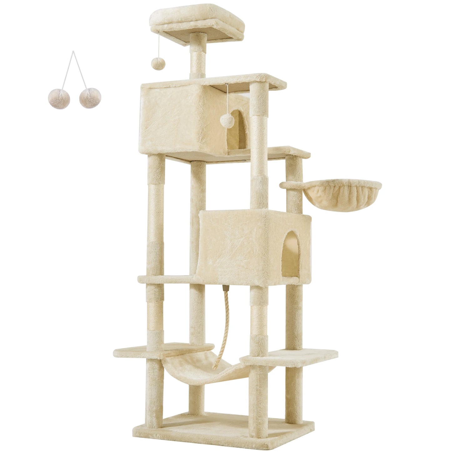 Large Multi Level Cat Climbing Tower with Condo Natural Sisal Scratching Posts Pet House for Indoor