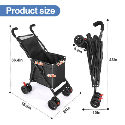 Multifunctional Cart Folding Portable Durable Lightweight Market Purchase Pet Stroller