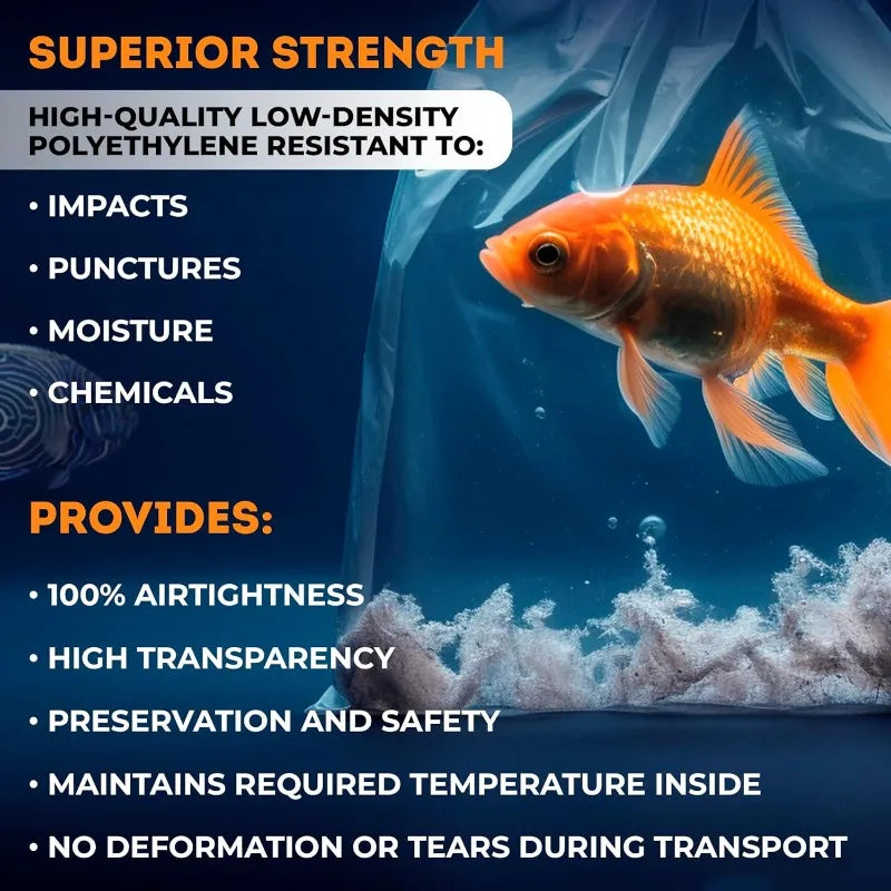 APQ Clear Plastic Fish Bags Polyethylene