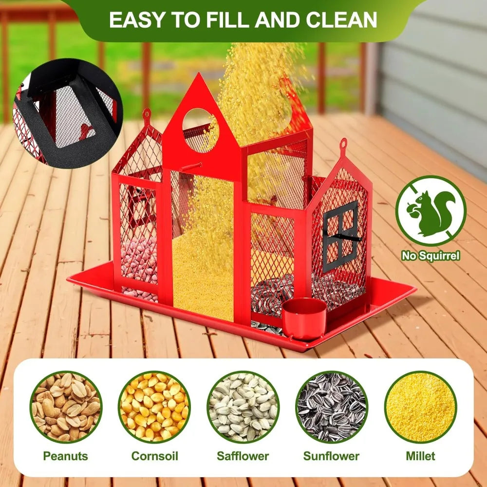 Large Solar Bird Feeders House for Outdoors Hanging ,Squirrel Proof w/Water Cup