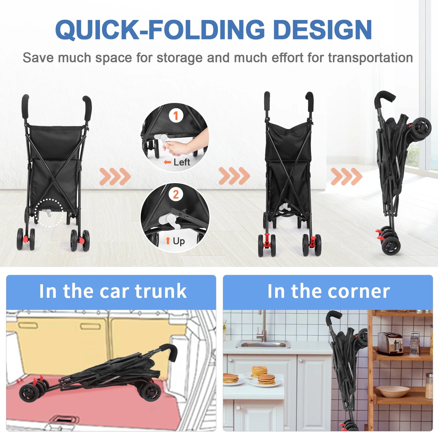 Multifunctional Cart Folding Portable Durable Lightweight Market Purchase Pet Stroller