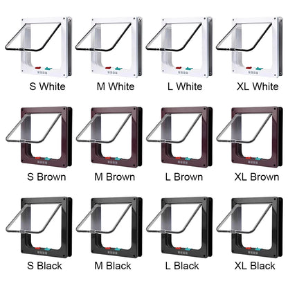 Puppy Kitten Safety In&out Pet Door with 4 Way Security Lock ABS Plastic Small Pet Gate Dog Cat Kitten Flap Door Safety Pet Door