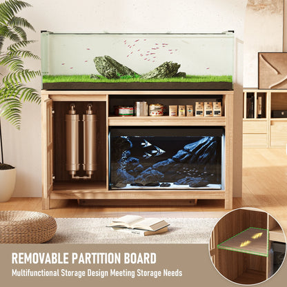 Aquarium Fish Tank Stand with Built-in Power Outlet & Storage Cabinet, Heavy Duty for Turtles