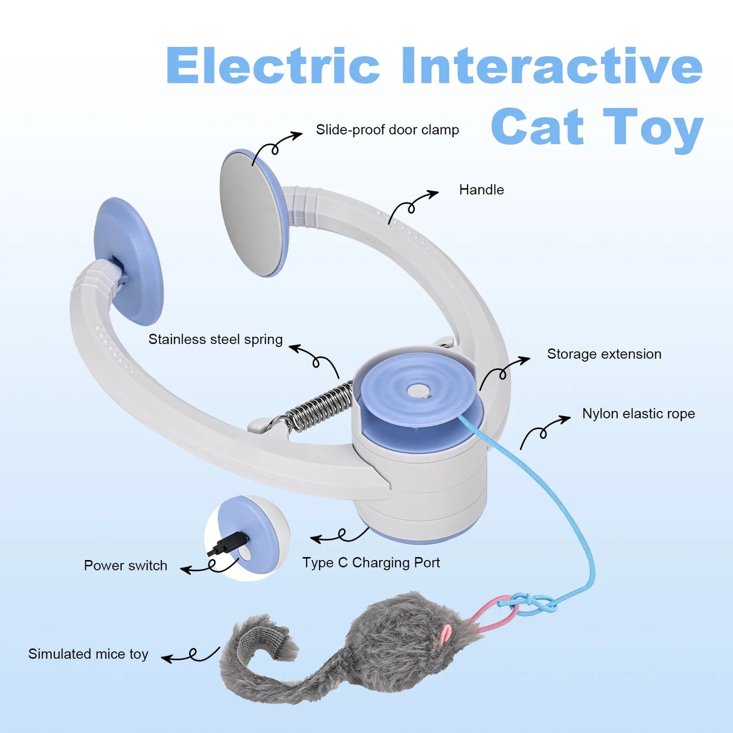 Cat Toys Electric Door Hanging Interactive USB Rechargeable Self Play Toy