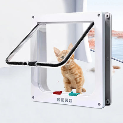 Puppy Kitten Safety In&out Pet Door with 4 Way Security Lock ABS Plastic Small Pet Gate Dog Cat Kitten Flap Door Safety Pet Door