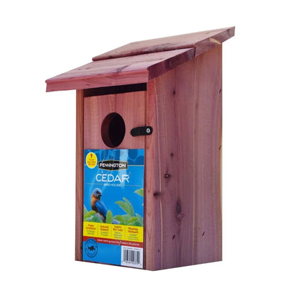 Red Cedar Bluebird House Outdoor Nesting Box  Weather Resistant Wild Bird Shelter