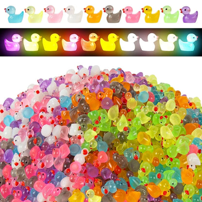 1000Pcs Luminous Mini Resin Duck Figurines Landscape Aquarium Cute Tiny Ornaments