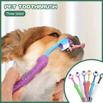 Three-Head Multi-angle Cleaning Dog Cat Brush Bad Breath Teeth Care Tool