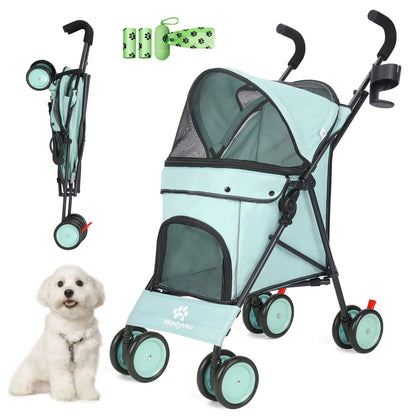 Pet Stroller Rotate with Brakes Storage for Dogs Cats Travel