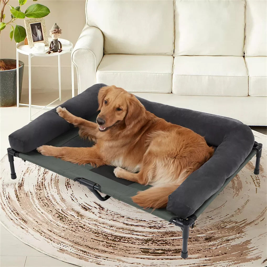 Outdoor Elevated Dog Bed Cooling Raised Pet Lounger Bed Mesh Cot