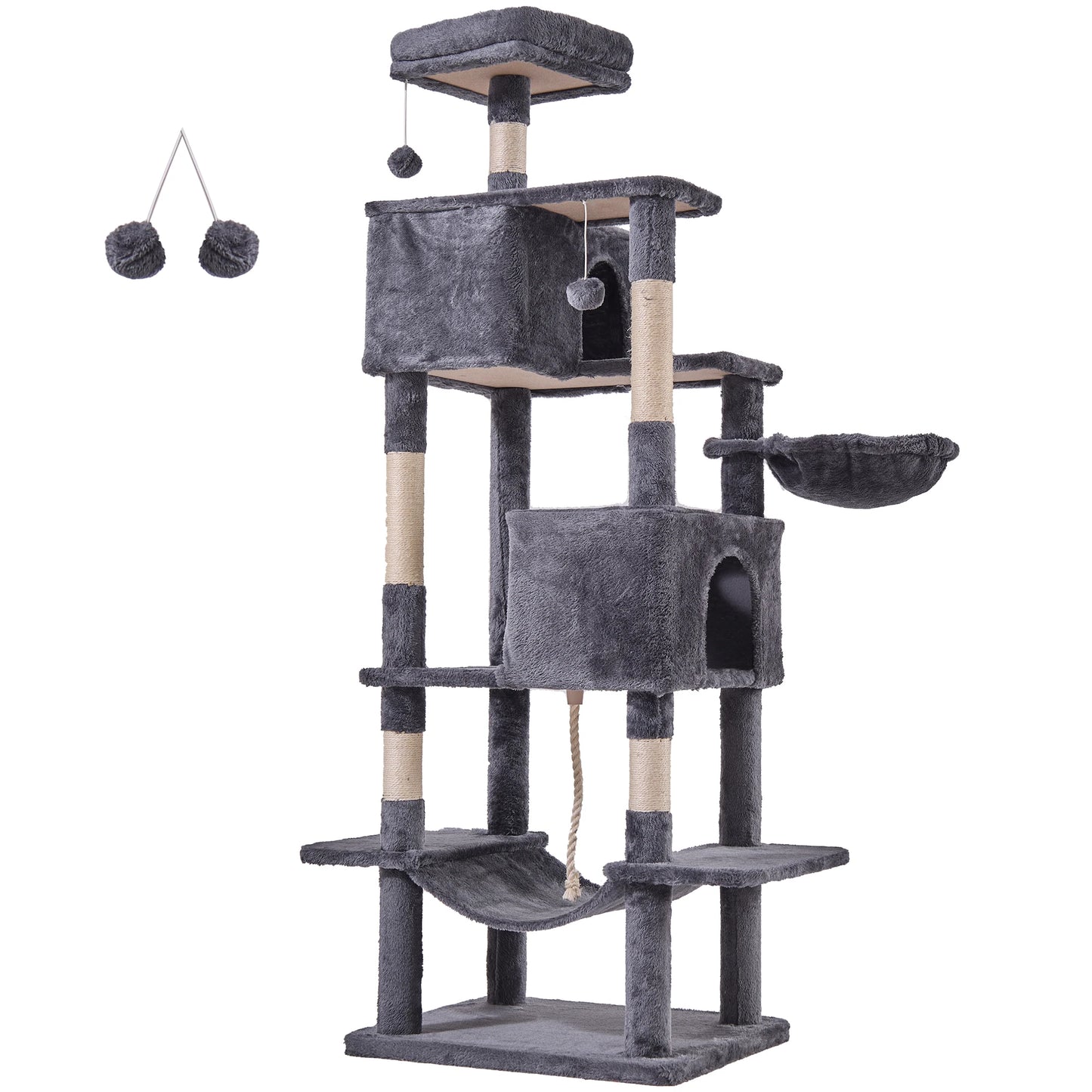 Large Multi Level Cat Climbing Tower with Condo Natural Sisal Scratching Posts Pet House for Indoor
