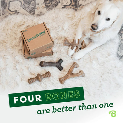 Durable Dog Chew Toys 4-Pack Aggressive Chewers Under 60lbs Real Bacon Flavor Tough Chewable Portable Waterproof