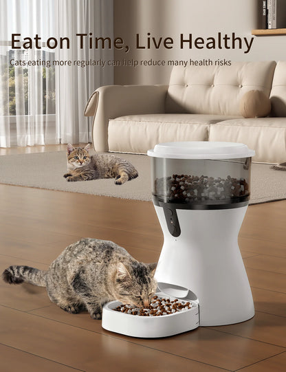 Automatic Cat Dry Food Dispenser, Dual Power Programmable