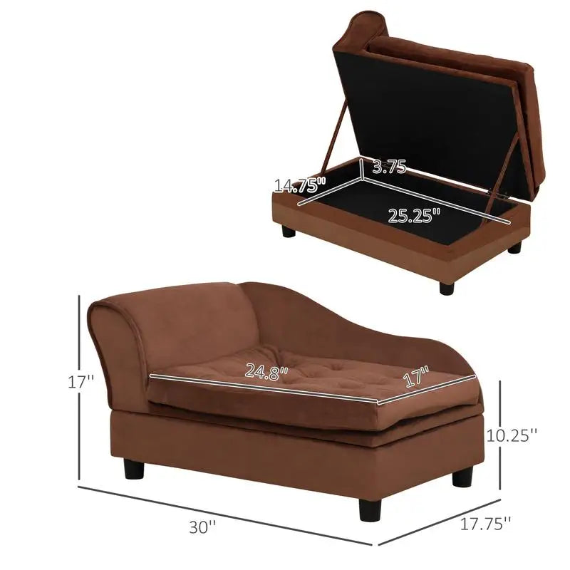 Luxury Dog Bed for Small Breeds with Hidden Storage,